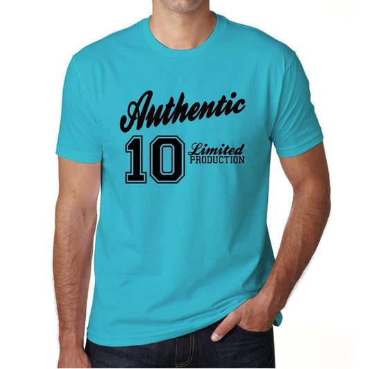 10, Authentic, Blue, Men's Short Sleeve Round Neck T-shirt 00122 - ultrabasic-com