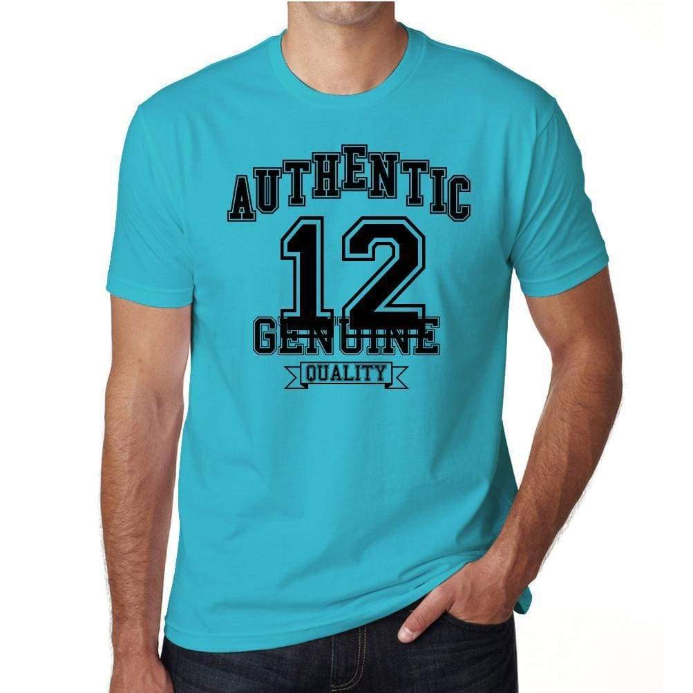 12, Authentic Genuine, Blue, Men's Short Sleeve Round Neck T-shirt 00120 - ultrabasic-com
