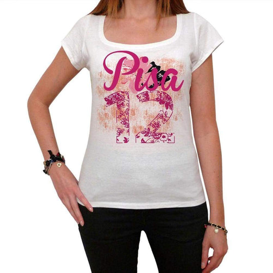 12, Pisa, Women's Short Sleeve Round Neck T-shirt 00008 - ultrabasic-com