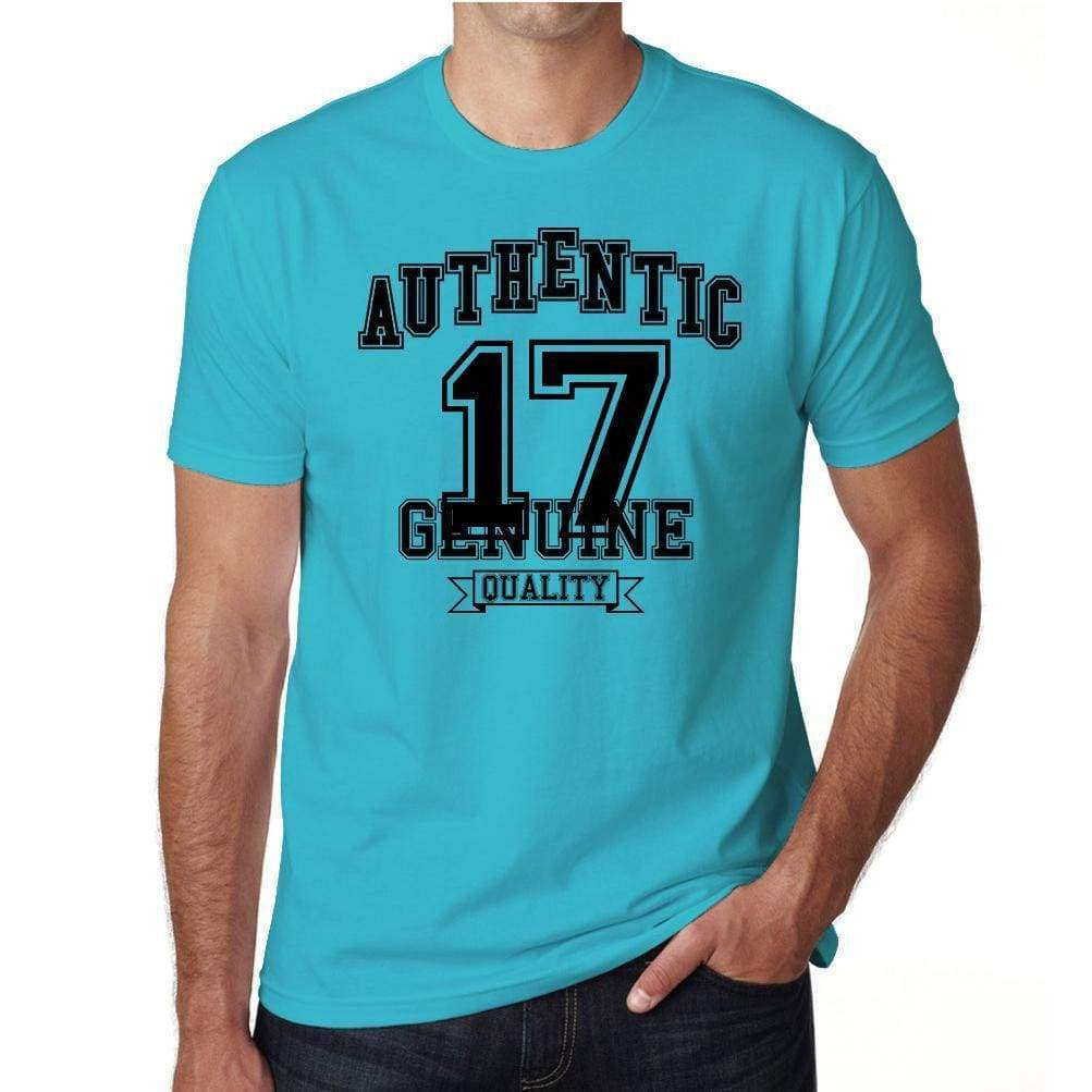 17, Authentic Genuine, Blue, Men's Short Sleeve Round Neck T-shirt 00120 - ultrabasic-com