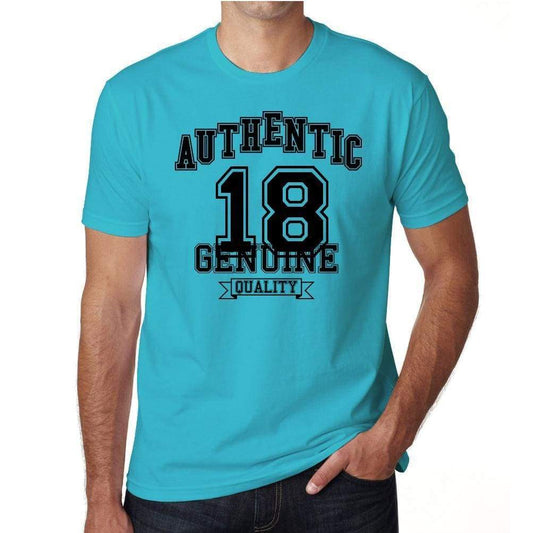 18, Authentic Genuine, Blue, Men's Short Sleeve Round Neck T-shirt 00120 - ultrabasic-com