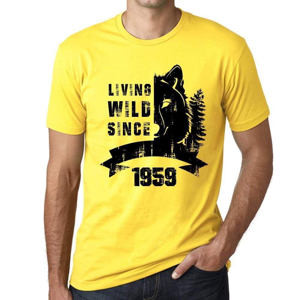 1959, Living Wild Since 1959 Men's T-shirt Yellow Birthday Gift 00501 ultrabasic-com.myshopify.com