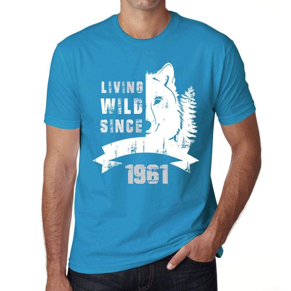 1961, Living Wild Since 1961 Men's T-shirt Blue Birthday Gift 00499 - ultrabasic-com