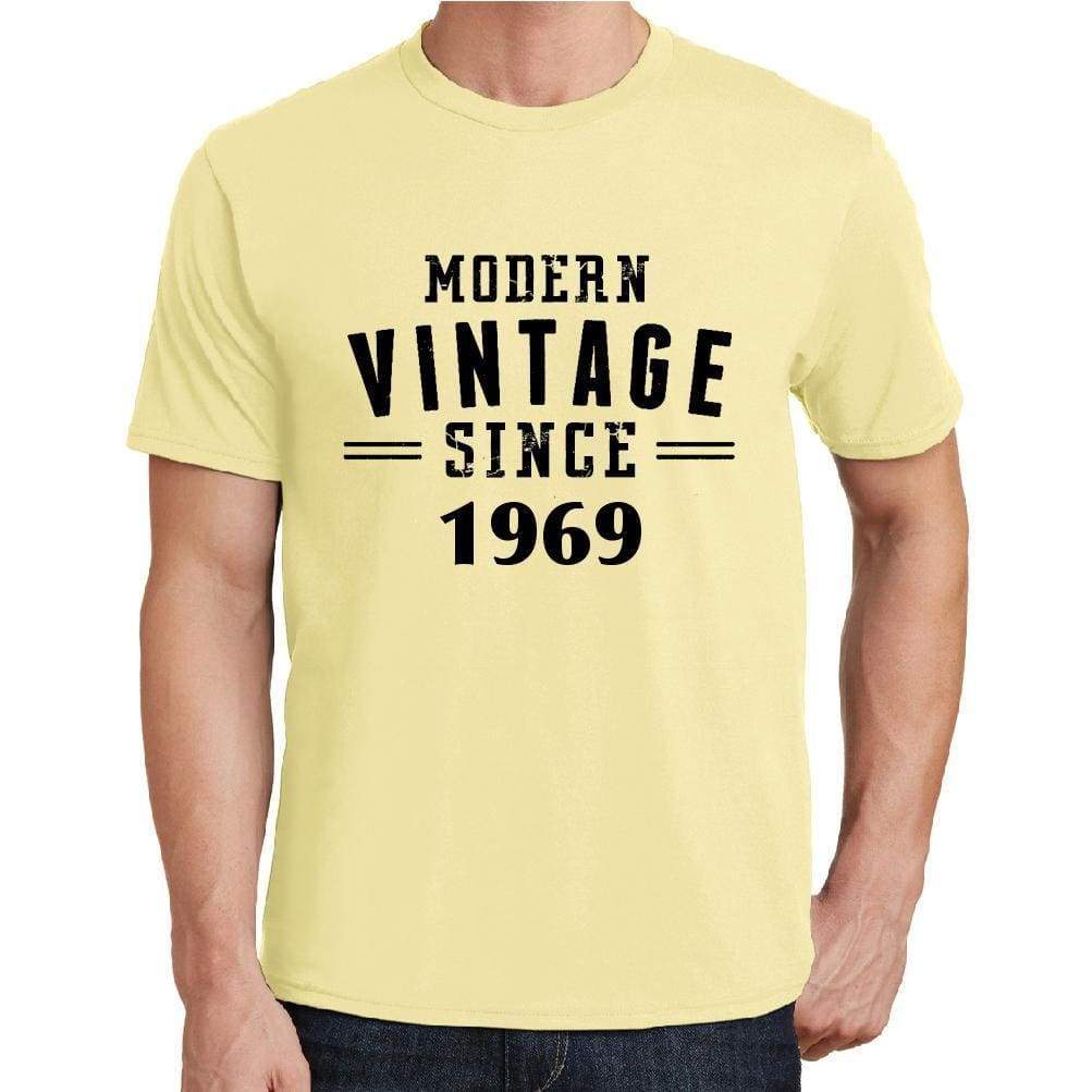 1969, Modern Vintage, Yellow, Men's Short Sleeve Round Neck T-shirt 00106 - ultrabasic-com