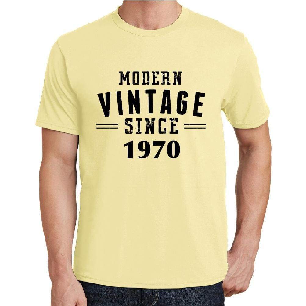 1970, Modern Vintage, Yellow, Men's Short Sleeve Round Neck T-shirt 00106 - ultrabasic-com