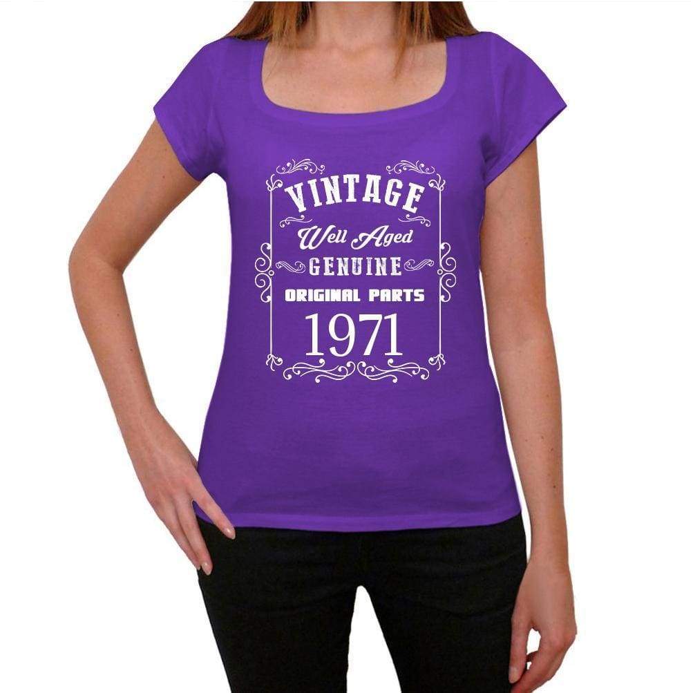 1971, Well Aged, Purple, Women's Short Sleeve Round Neck T-shirt 00110 - ultrabasic-com