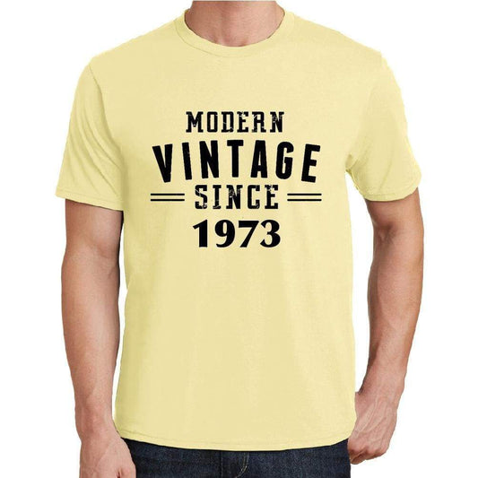 1973, Modern Vintage, Yellow, Men's Short Sleeve Round Neck T-shirt 00106 - ultrabasic-com