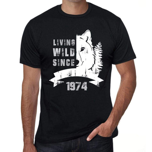 1974, Living Wild Since 1974 Men's T-shirt Black Birthday Gift 00498 - ultrabasic-com