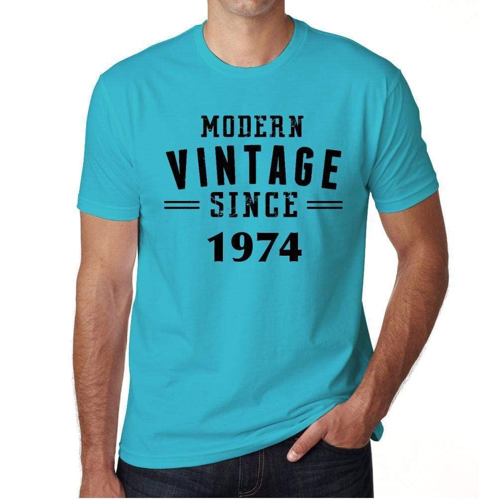 1974, Modern Vintage, Blue, Men's Short Sleeve Round Neck T-shirt 00107 - ultrabasic-com