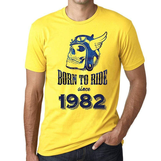 1982, Born to Ride Since 1982 Men's T-shirt Yellow Birthday Gift 00496 - ultrabasic-com