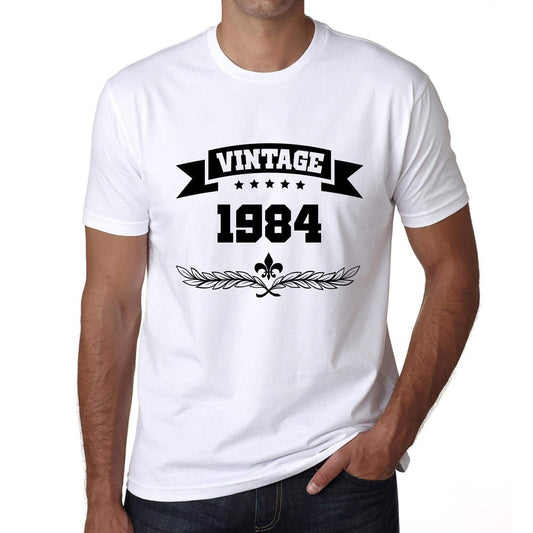 1984 Vintage Year White, Men's Short Sleeve Round Neck T-shirt 00096 - ultrabasic-com