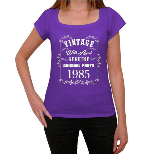 1985, Well Aged, Purple, Women's Short Sleeve Round Neck T-shirt 00110 - ultrabasic-com