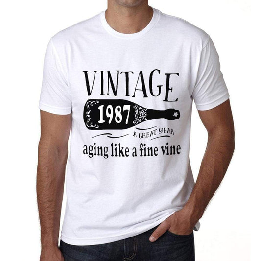1987 Aging Like a Fine Wine Men's T-shirt White Birthday Gift 00457 - ultrabasic-com
