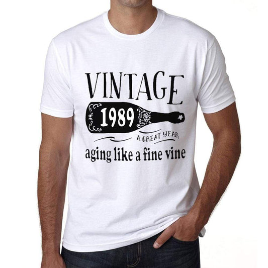 1989 Aging Like a Fine Wine Men's T-shirt White Birthday Gift 00457 - ultrabasic-com