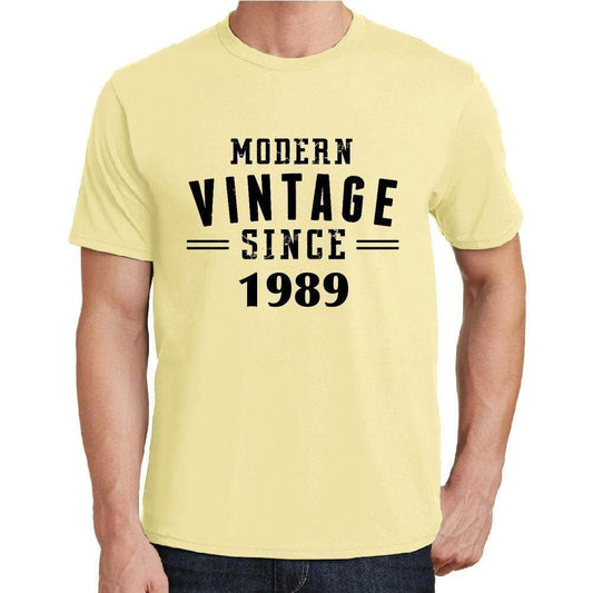 1989, Modern Vintage, Yellow, Men's Short Sleeve Round Neck T-shirt 00106 - ultrabasic-com