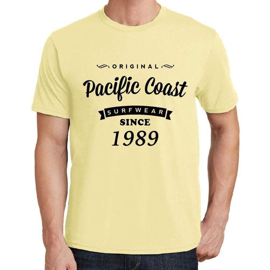 1989, Pacific Coast, yellow, Men's Short Sleeve Round Neck T-shirt 00105 - ultrabasic-com