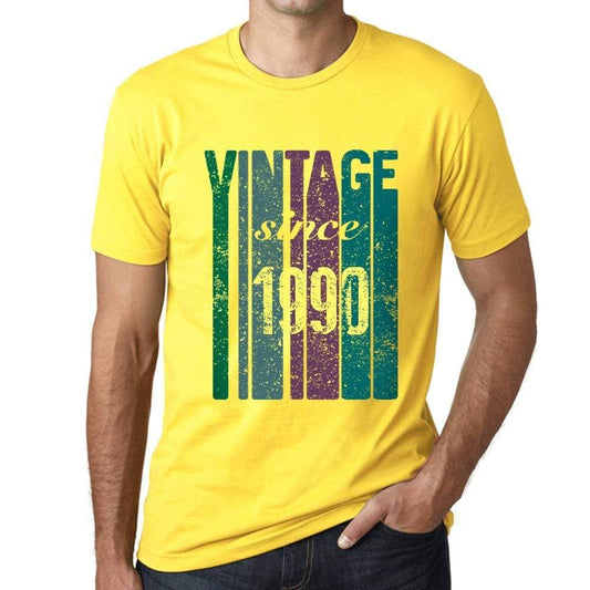1990 Vintage Since 1990 Mens T-Shirt Yellow Birthday Gift 00517 - Yellow / Xs - Casual