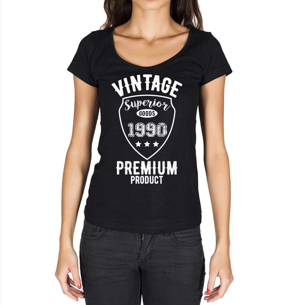 1990 Vintage Superior Black Womens Short Sleeve Round Neck T-Shirt 00091 - Black / Xs - Casual