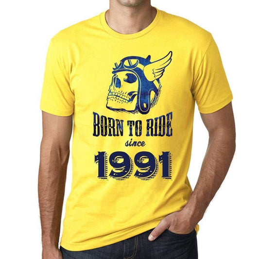 1991 Born To Ride Since 1991 Mens T-Shirt Yellow Birthday Gift 00496 - Yellow / Xs - Casual