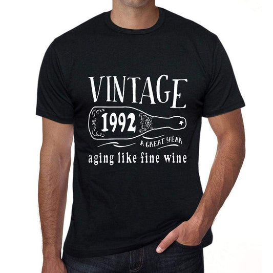 1992 Aging Like A Fine Wine Mens T-Shirt Black Birthday Gift 00458 - Black / Xs - Casual
