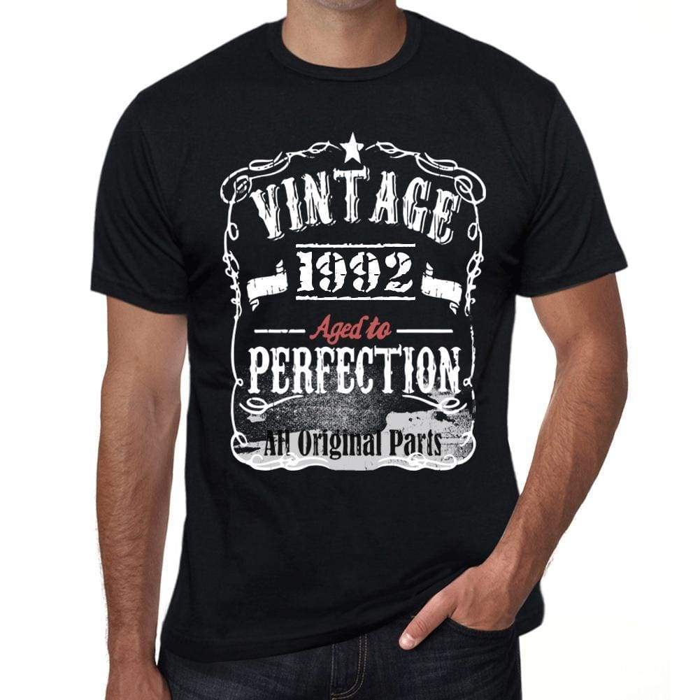 1992 Vintage Aged To Perfection Mens T-Shirt Black Birthday Gift 00490 - Black / Xs - Casual