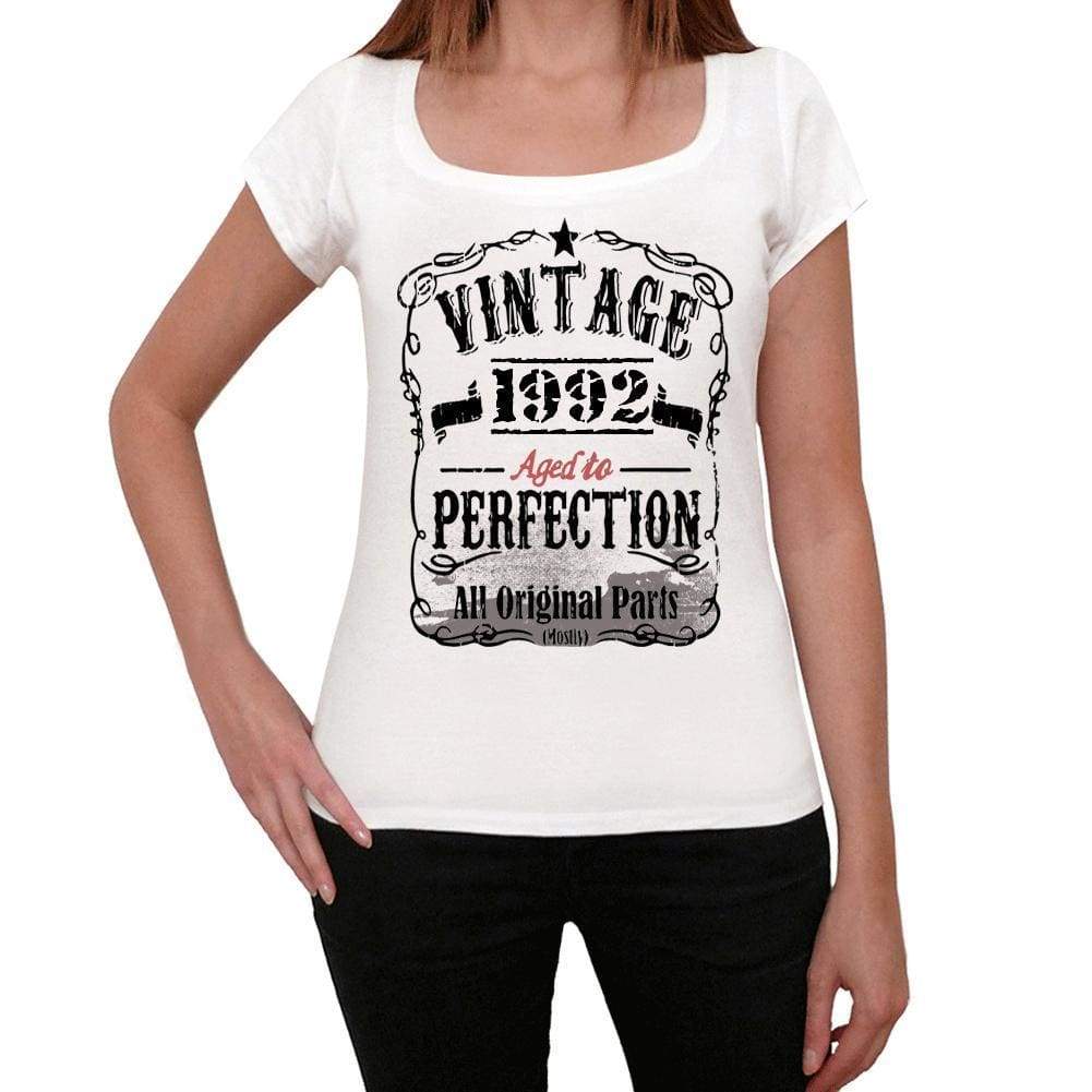 1992 Vintage Aged To Perfection Womens T-Shirt White Birthday Gift 00491 - White / Xs - Casual