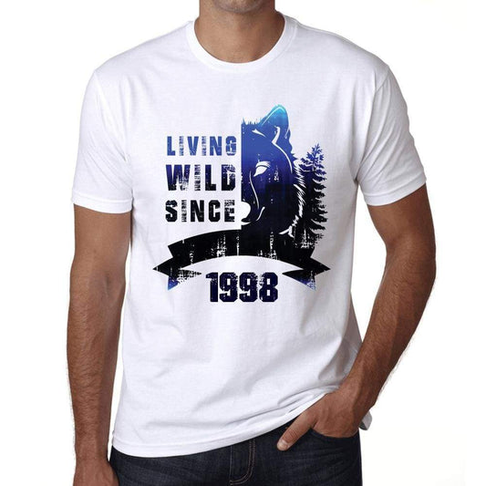1998 Living Wild Since 1998 Mens T-Shirt White Birthday Gift 00508 - White / Xs - Casual