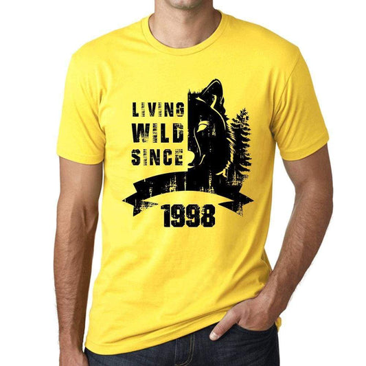 1998 Living Wild Since 1998 Mens T-Shirt Yellow Birthday Gift 00501 - Yellow / X-Small - Casual