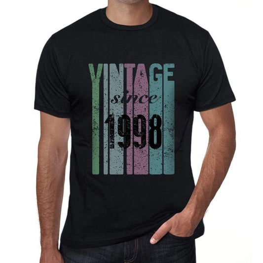 1998 Vintage Since 1998 Mens T-Shirt Black Birthday Gift 00502 - Black / X-Small - Casual
