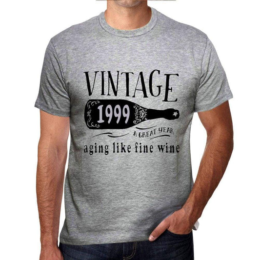 1999 Aging Like A Fine Wine Mens T-Shirt Grey Birthday Gift 00459 - Grey / S - Casual