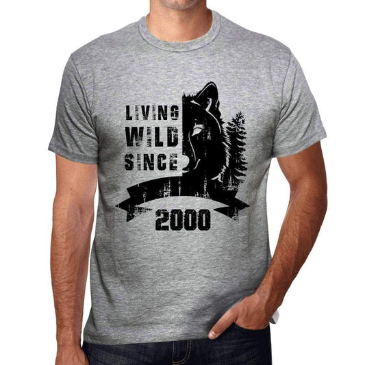 2000 Living Wild Since 2000 Mens T-Shirt Grey Birthday Gift 00500 - Grey / Small - Casual