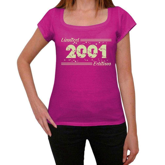 2001 Limited Edition Star Womens T-Shirt Pink Birthday Gift 00384 - Pink / Xs - Casual