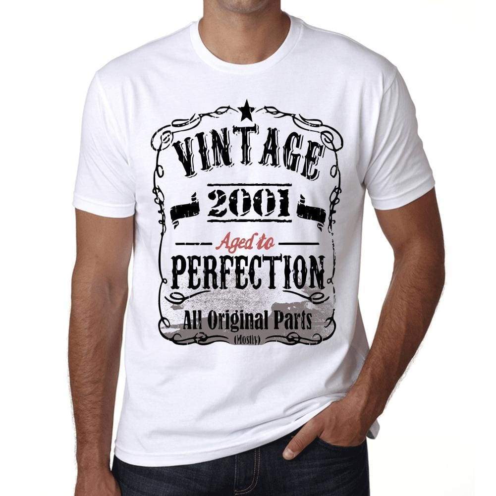 2001 Vintage Aged To Perfection Mens T-Shirt White Birthday Gift 00488 - White / Xs - Casual