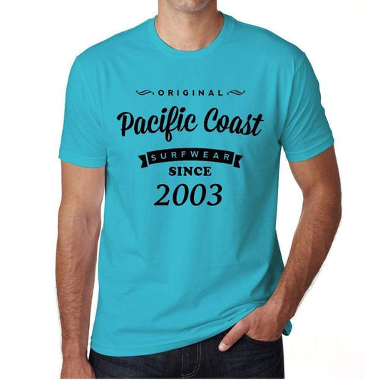 2003 Pacific Coast Blue Mens Short Sleeve Round Neck T-Shirt 00104 - Blue / S - Casual