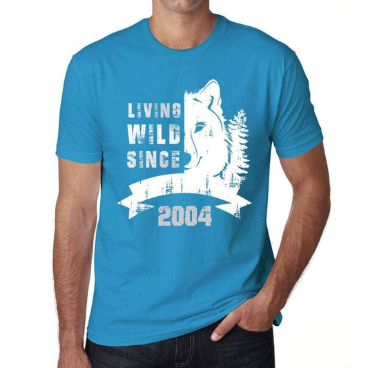 2004 Living Wild Since 2004 Mens T-Shirt Blue Birthday Gift 00499 - Blue / X-Small - Casual