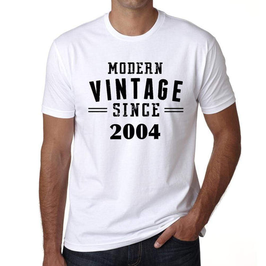 2004 Modern Vintage White Mens Short Sleeve Round Neck T-Shirt 00113 - White / S - Casual