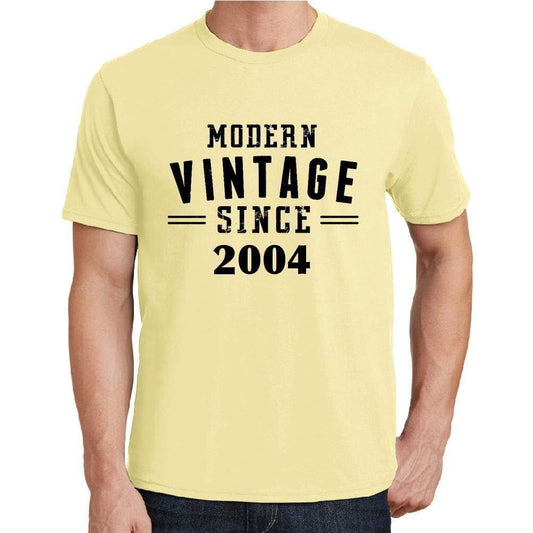 2004 Modern Vintage Yellow Mens Short Sleeve Round Neck T-Shirt 00106 - Yellow / S - Casual