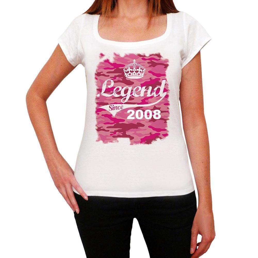 2008 Printed Birthday White Womens Short Sleeve Round Neck T-Shirt 00284 - White / Xs - Casual