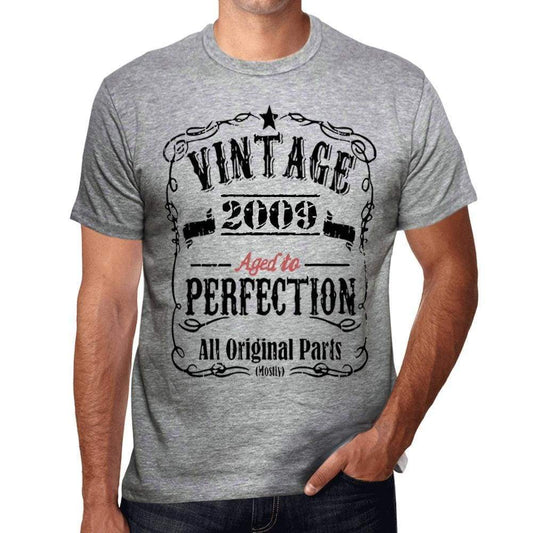 2009 Vintage Aged To Perfection Mens T-Shirt Grey Birthday Gift 00489 - Grey / S - Casual