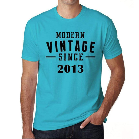 2013 Modern Vintage Blue Mens Short Sleeve Round Neck T-Shirt 00107 - Blue / S - Casual