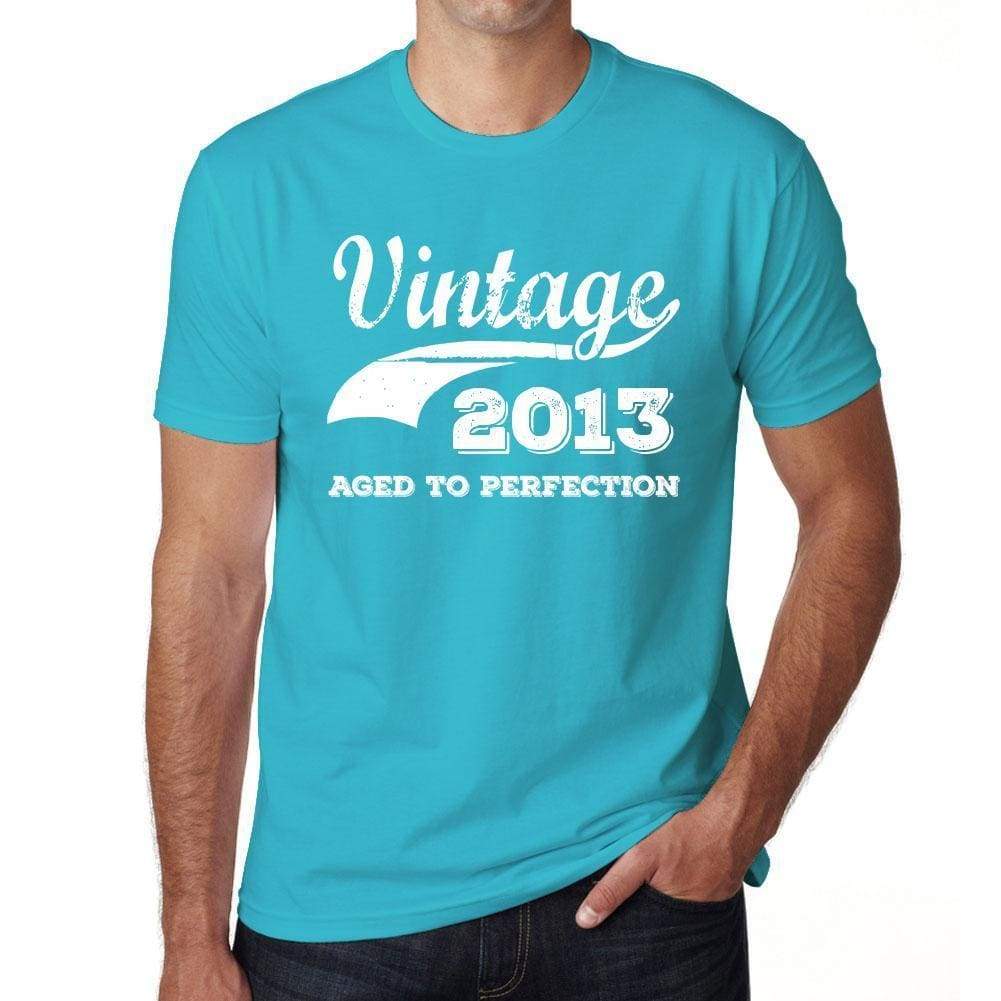 2013 Vintage Aged To Perfection Blue Mens Short Sleeve Round Neck T-Shirt 00291 - Blue / S - Casual