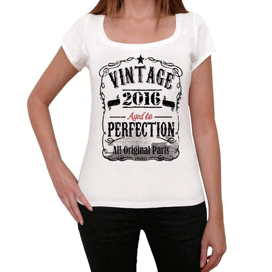2016 Vintage Aged To Perfection Womens T-Shirt White Birthday Gift 00491 - White / Xs - Casual