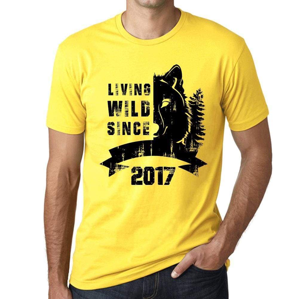 2017 Living Wild Since 2017 Mens T-Shirt Yellow Birthday Gift 00501 - Yellow / X-Small - Casual