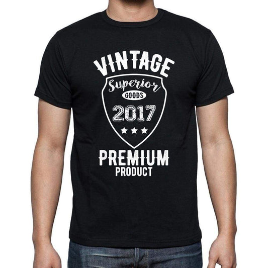 2017 Vintage Superior Black Mens Short Sleeve Round Neck T-Shirt 00102 - Black / S - Casual