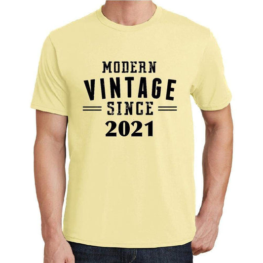 2021 Modern Vintage Yellow Mens Short Sleeve Round Neck T-Shirt 00106 - Yellow / S - Casual
