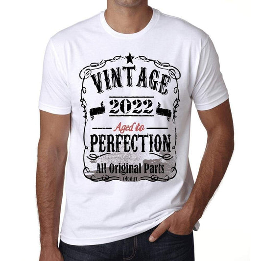 2022 Vintage Aged To Perfection Mens T-Shirt White Birthday Gift 00488 - White / Xs - Casual