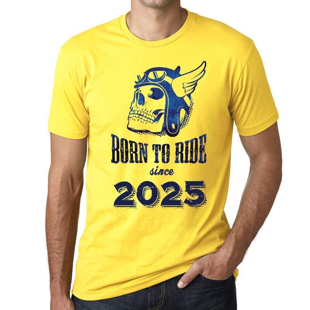 2025, Born to Ride Since 2025 Men's T-shirt Yellow Birthday Gift 00496 - Ultrabasic