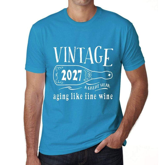 2027 Aging Like a Fine Wine Men's T-shirt Blue Birthday Gift 00460 - Ultrabasic
