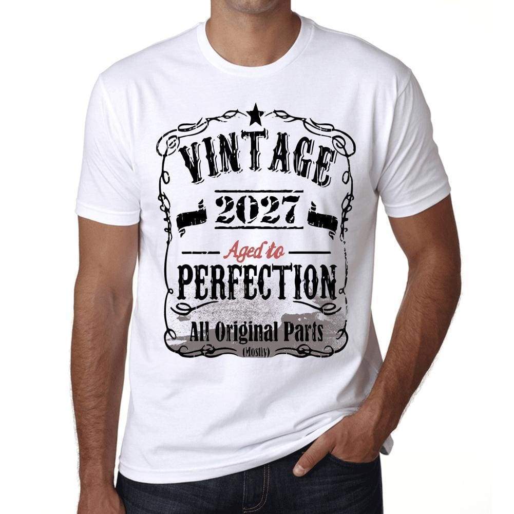2027 Vintage Aged To Perfection Mens T-Shirt White Birthday Gift 00488 - White / Xs - Casual