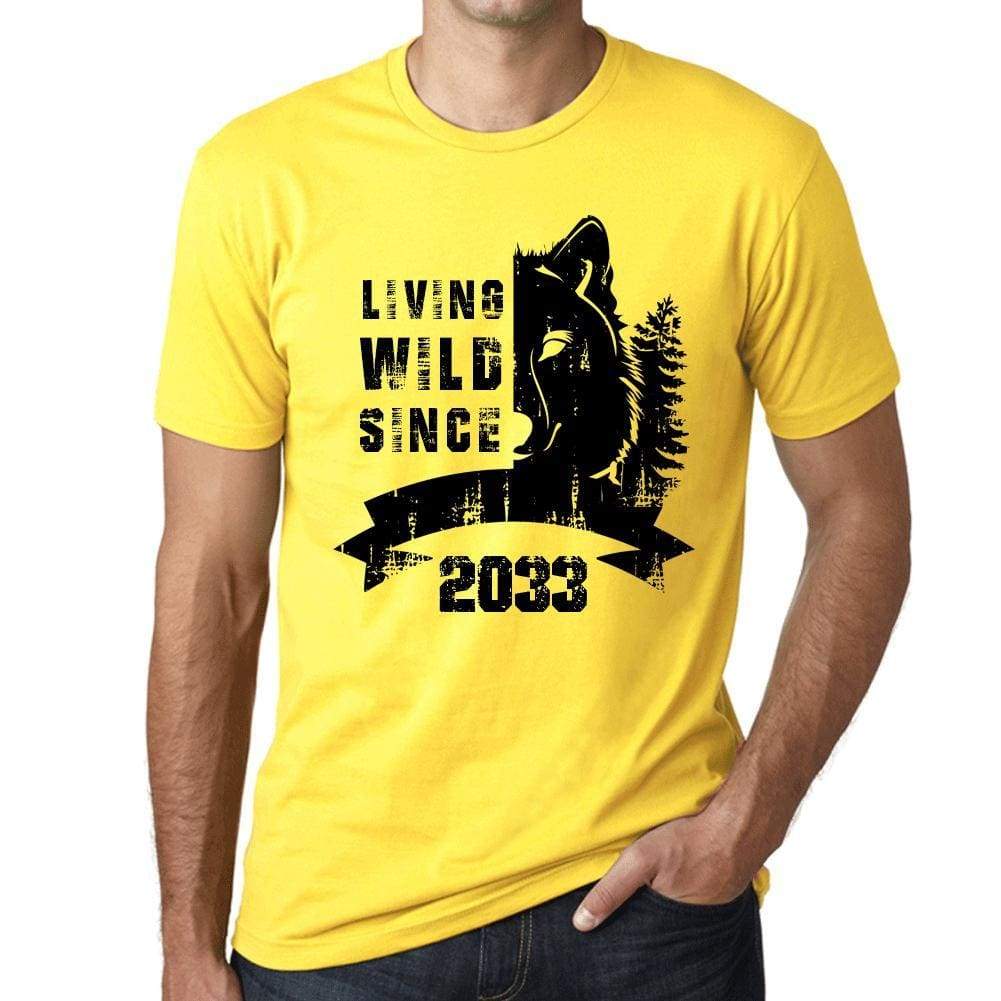 2033 Living Wild Since 2033 Mens T-Shirt Yellow Birthday Gift 00501 - Yellow / X-Small - Casual